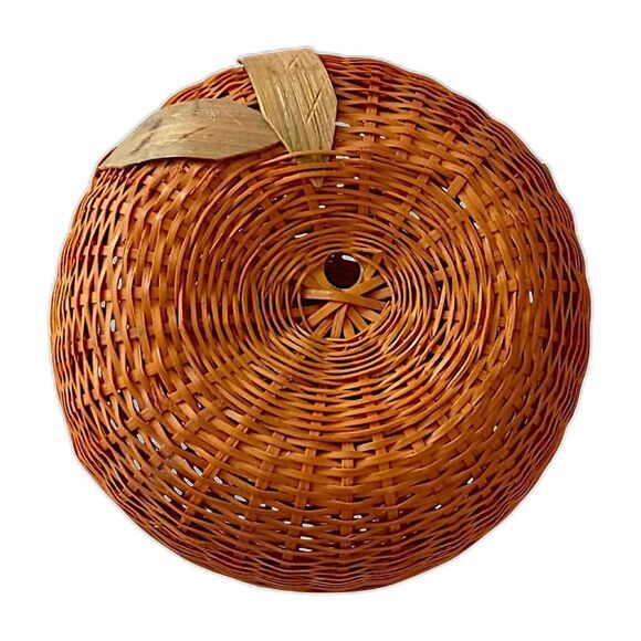 Wicker Apple Basket Trinket Box Vintage Woven Natural Fruit Cottage Farmhouse - Picture 7 of 16